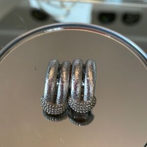 Vintage Monet silver half hoop clip earrings‎